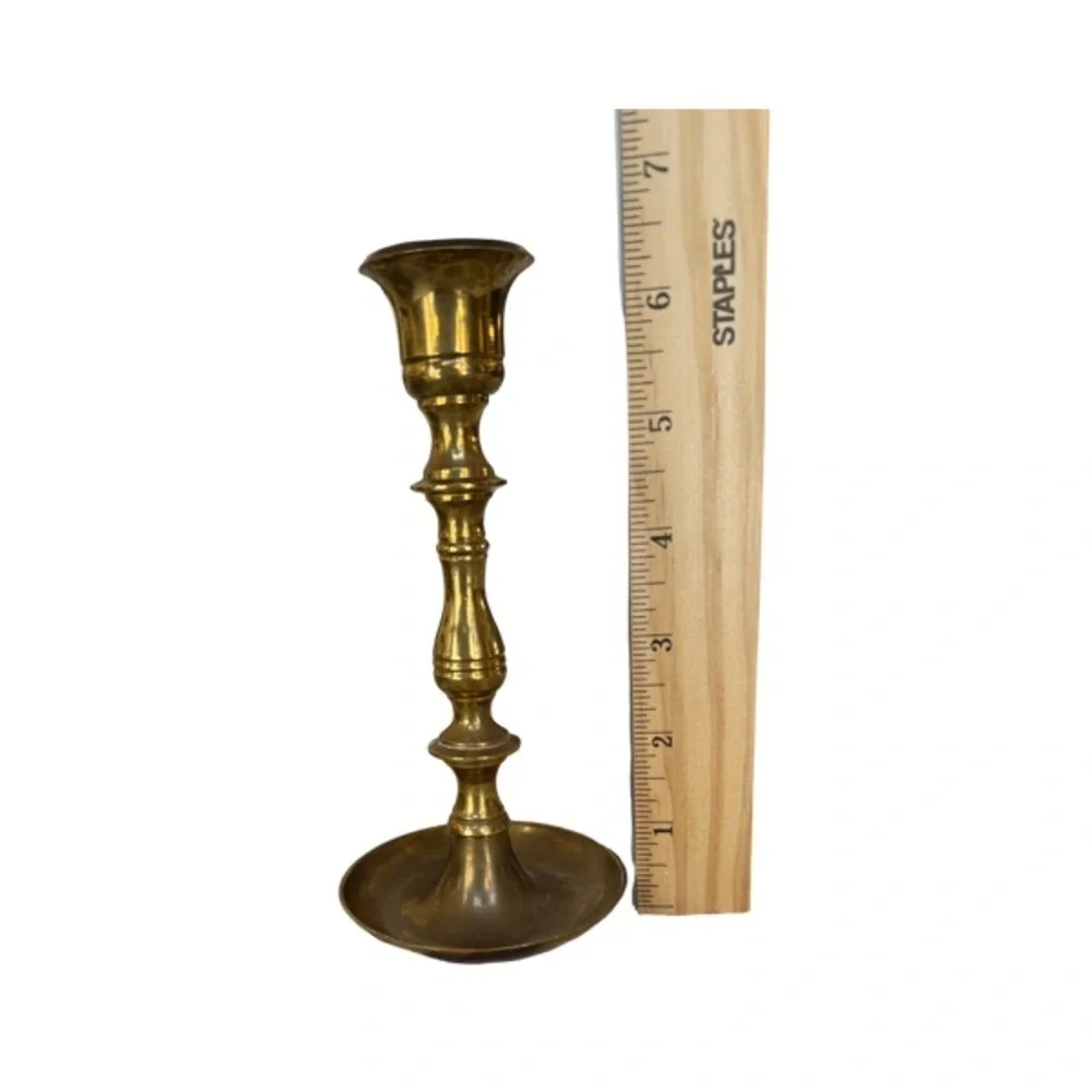 Vintage Set of 2 Solid Brass Candle Holders
